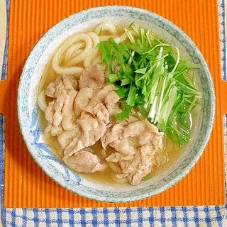 シャキシャキ水菜と豚のうどん♪